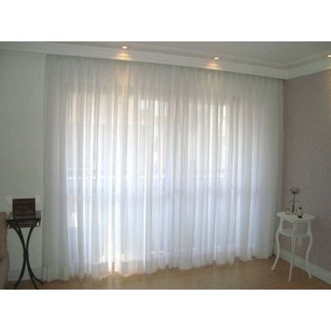 Cortina Voil Priori Sala Quarto 6,00x2,60 Ilhós Cromado - Branco