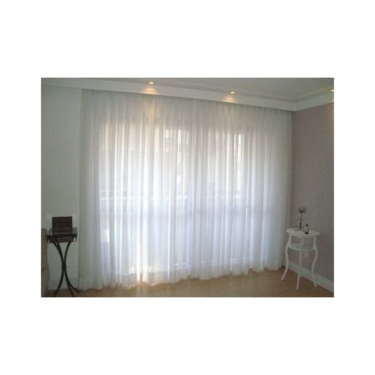 Cortina Voil Priori Sala Quarto 6,00x2,60 Ilhós Cromado - Branco