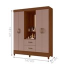 Ver imagem 2 de Guarda Roupa Chapel Style 2 Gavetas MDP 147cm Nogueira e Cappuccino Casah