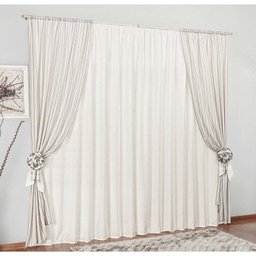 Cortina Premium 4 Metros x 2,70 Metros Alt. Tecido Rústico - Palha - 1 Cortina Premium 4 Metros x 2,70 Metros Alt. Tecido Rústico - Palha - 1