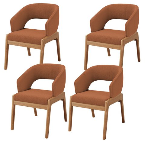 Kit 04 Cadeiras de Jantar e Estar Living Estofada Lince L02 Bouclê Terracota - Lyam Decor
