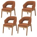 Ver imagem 1 de Kit 04 Cadeiras de Jantar e Estar Living Estofada Lince L02 Bouclê Terracota - Lyam Decor