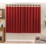 Cortina para Varão Beatriz 2 Metros x 1,70 Metros Alt. Tecido Malha - Vermelho/Palha - 1