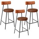 Ver imagem 1 de Kit 03 Banquetas Baixa Cozinha Sala Jantar Bancada Milão L02 Couríssimo Camel Marrom - lyam