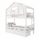 Ver imagem 5 de Beliche Infantil Casinha Dos Sonhos com Varanda Grade de Proteção Madeira Maciça Branco Megamobí