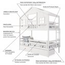 Ver imagem 4 de Beliche Infantil Casinha Dos Sonhos com Varanda Grade de Proteção Madeira Maciça Branco Megamobí