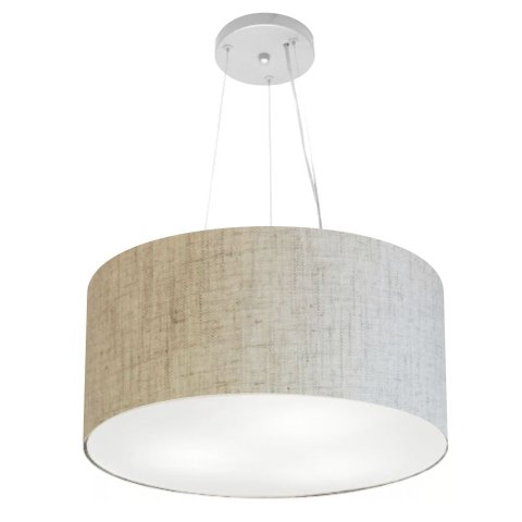 Lustre Pendente Cilíndrico Vivare Md-4185 Cúpula em Tecido 45x21cm - Bivolt - Rustico Bege - Bivolt