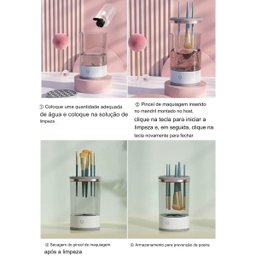 Maquina de Limpeza Pincel de Maquiagem Usb Limpeza Profunda Potente Vibraçao Automatico Remove Sujei - 7