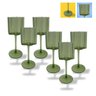 Kit 6 Taças de Vidro Verde com Borda Dourada 330ml Conjunto - 1