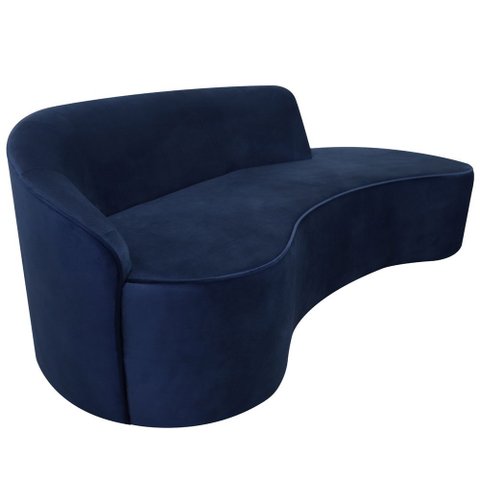 Sofá Curvo 3 Lugares 180cm Eron Braço Direito Veludo Azul Marinho - Nexta Casa