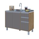 Ver imagem 1 de Balcão Cozinha Gabinete Pia 120 Premium com Tampo Removível:freijó/ Connect