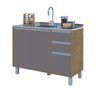 Balcão Cozinha Gabinete Pia 120 Premium com Tampo Removível:freijó/ Connect - 1