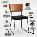 Ver imagem 4 de Cadeira Decorativa Estofada Sala Jantar Allana L02 Couríssimo Camel Linho Chumbo - Lyam Decor