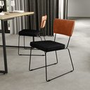 Ver imagem 2 de Cadeira Decorativa Estofada Sala Jantar Allana L02 Couríssimo Camel Linho Chumbo - Lyam Decor