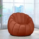 Ver imagem 2 de Poltrona Decorativa Concha Base Arco Giratória Veludo Cor Terracota