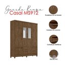 Ver imagem 3 de Guarda Roupa com Espelho Casal Ms912 com Cômoda Vênus com Pés e Armário Multiuso New Íris Castanho W