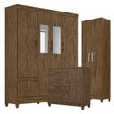 Ver imagem 1 de Guarda Roupa com Espelho Casal Ms912 com Cômoda Vênus com Pés e Armário Multiuso New Íris Castanho W