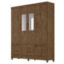 Ver imagem 2 de Guarda Roupa com Espelho Casal Ms912 com Cômoda Vênus com Pés e Armário Multiuso New Íris Castanho W