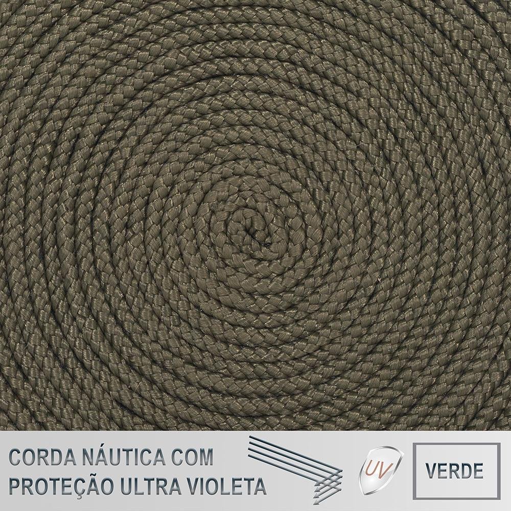 6 Cadeira Noronha Aluminio Micro Pintura Champanhe, Tr. Telinha Corda Nautica Verde Militar, - 6