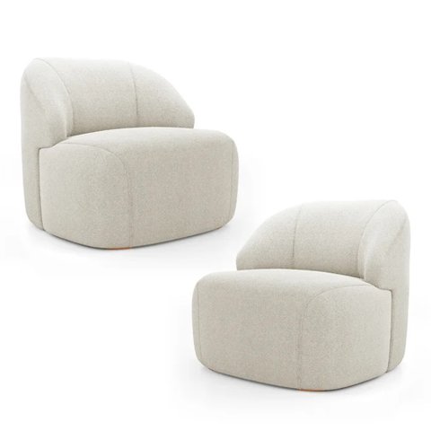 Kit 2 Poltronas Organica Decorativa Eloa Boucle Bege - Londrilar