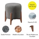 Ver imagem 5 de Kit 2 Puff Decorativo para Sala Redondo Luxo Roma Suede Cinza