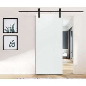 Porta de Correr Branco Prime 210x100 Kit Celeiro Preto