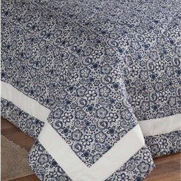 Edredom Casal Queen Esmeralda 04 Peças Com Almofada - Floral Marinho - 4