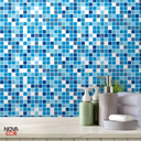 Ver imagem 2 de Papel de Parede Pastilhas Azul Decorativo Envelopamento Adesivo 3m