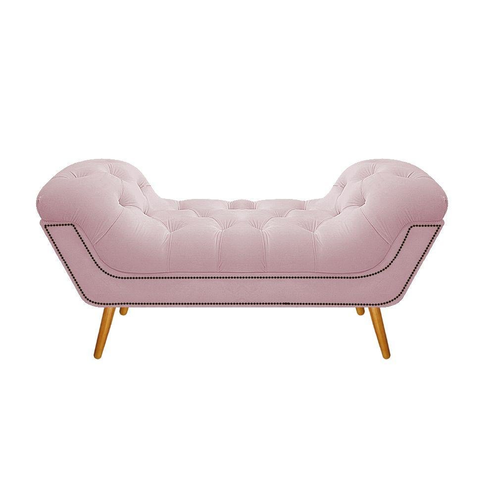 Calçadeira Estofada Veneza 100cm Solteiro Corano Rosa - 4