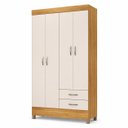 Ver imagem 2 de Guarda-Roupa Solteiro 4 Portas 2 Gavetas Astro Cinamomo / Off White Demóbile
