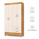 Ver imagem 4 de Guarda-Roupa Solteiro 4 Portas 2 Gavetas Astro Cinamomo / Off White Demóbile