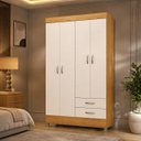 Ver imagem 6 de Guarda-Roupa Solteiro 4 Portas 2 Gavetas Astro Cinamomo / Off White Demóbile