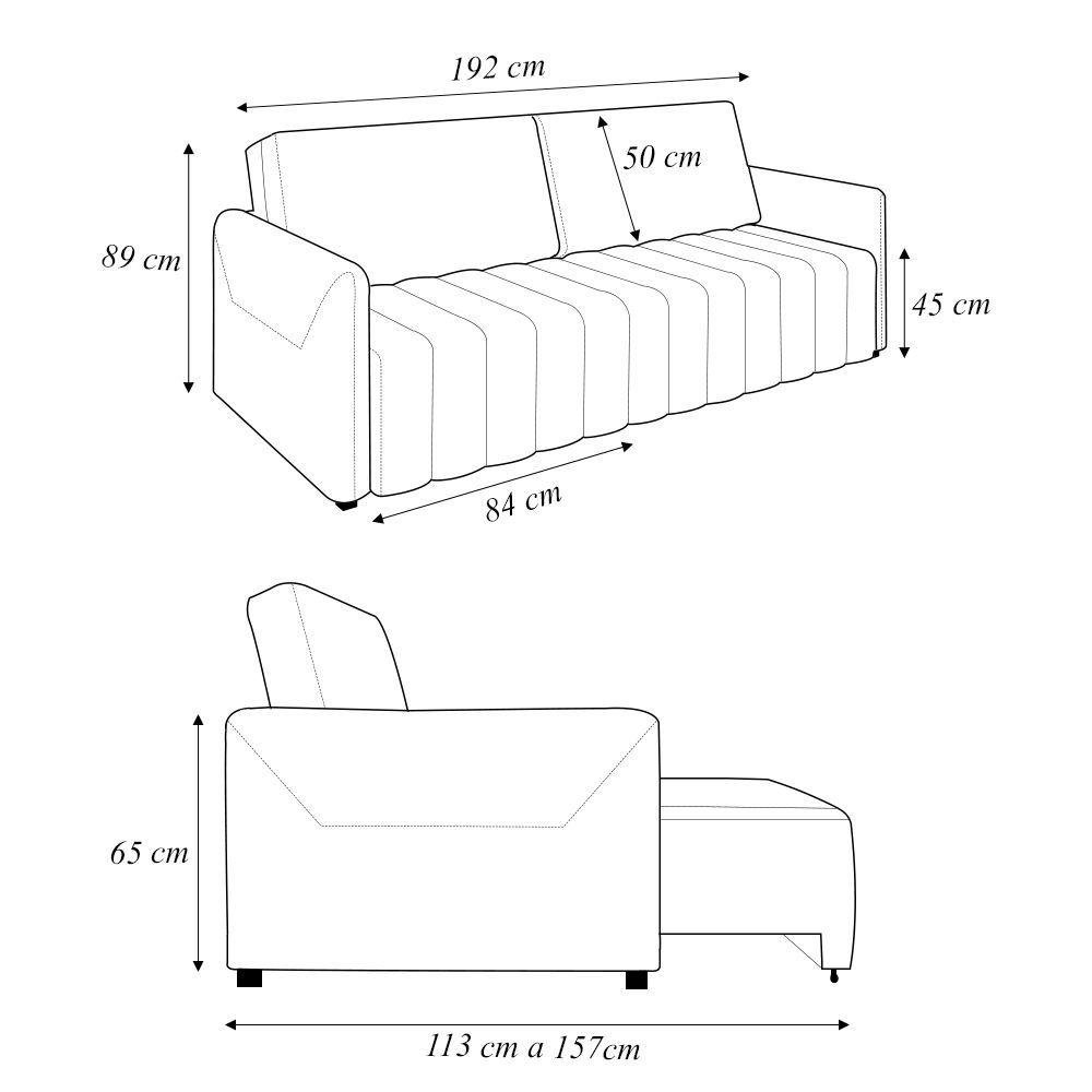 Sofá-cama Decorativo Retrátil Thanos 2 Lugares 192cm Veludo Grafite G45 - Gran Belo - 2