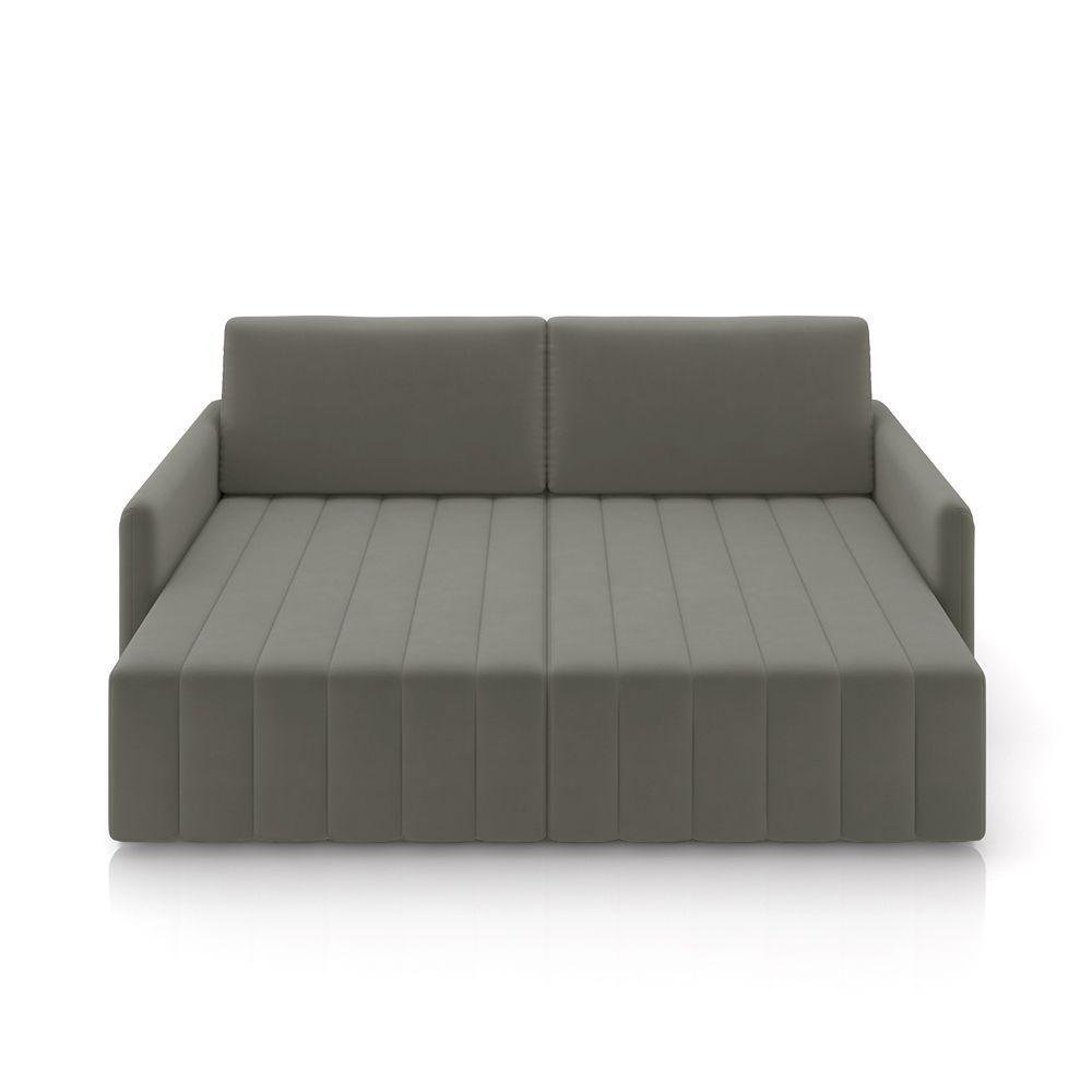 Sofá-cama Decorativo Retrátil Thanos 2 Lugares 192cm Veludo Grafite G45 - Gran Belo - 8