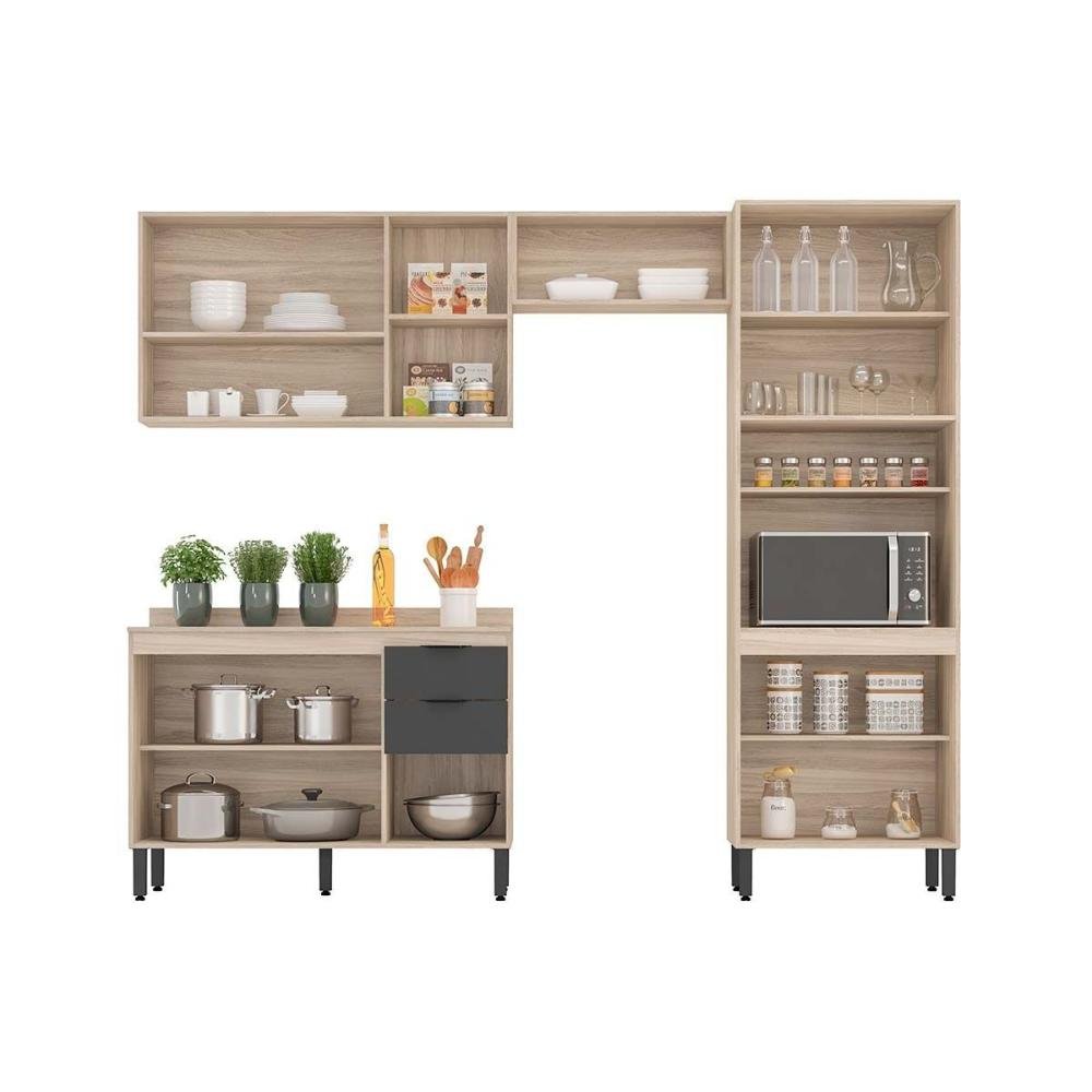 Cozinha Completa Firenze 4 Peças (2 Aéreos + 1 Balcão + 1 Paneleiro) Fmt008 Amendola/nude Prime - 7