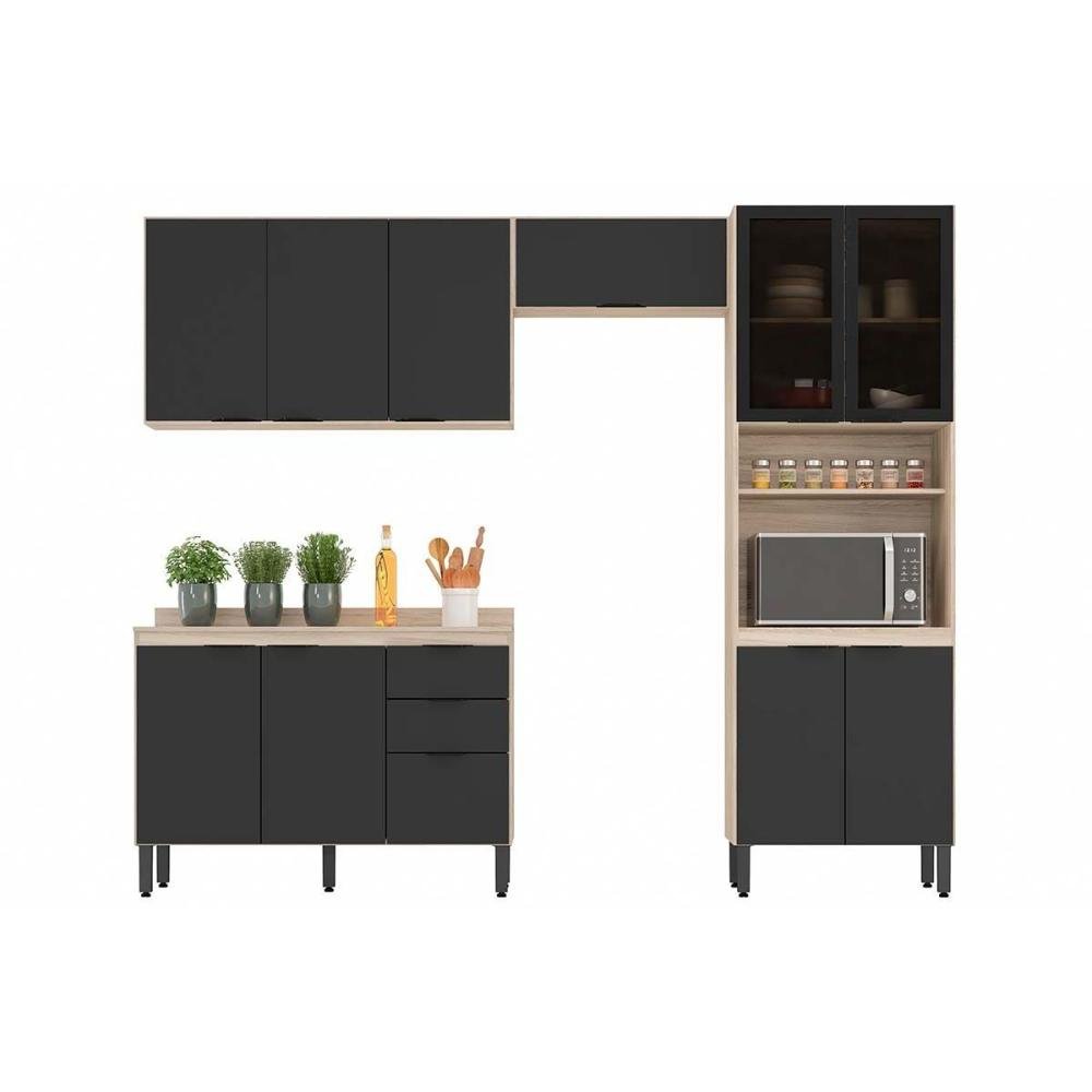 Cozinha Completa Firenze 4 Peças (2 Aéreos + 1 Balcão + 1 Paneleiro) Fmt008 Amendola/nude Prime - 8