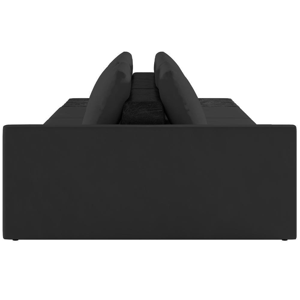 Sofá Ilha Modular para Sala 342cm com Puff Dublin K01 Veludo Bege e Sintético Preto - Lyam Decor - 2