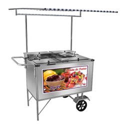 Carrinho de Salada de Frutas Açaí Inox Toldo e Rodas Maciças Cefaz - 1
