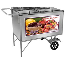 Carrinho de Salada de Frutas Açaí Inox Toldo e Rodas Maciças Cefaz - 2