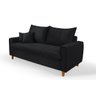 Sofa Living com Bau Multiuso 3 Lugares Suede Pes em Madeira: Preto - 1