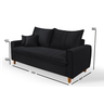 Sofa Living com Bau Multiuso 3 Lugares Suede Pes em Madeira: Preto - 6