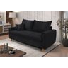 Sofa Living com Bau Multiuso 3 Lugares Suede Pes em Madeira: Preto - 3