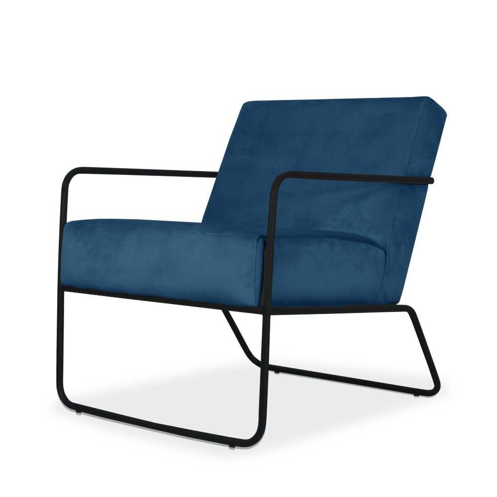 Poltrona Decorativa Taila Larhome Suede Veludo Azul Marinho - 2