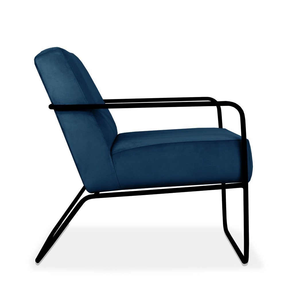 Poltrona Decorativa Taila Larhome Suede Veludo Azul Marinho - 4