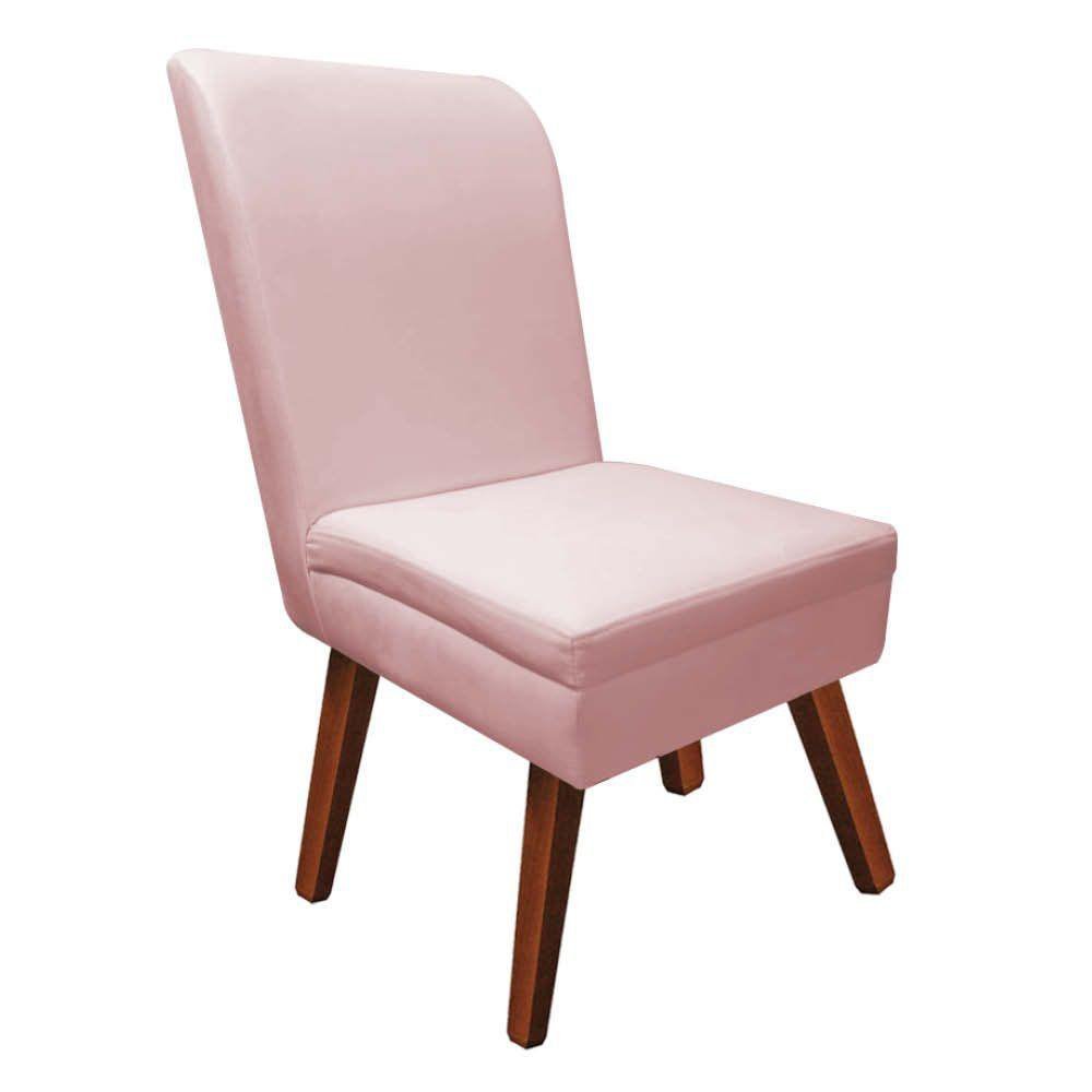 Cadeira Ana Pé Trapézio Suede Rosa Bebê E Corino Vermelho - 3