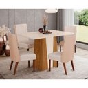Ver imagem 1 de Conjunto: Mesa de Cozinha Orus Tampo Madeirado C/ Vidro 120x80cm e 4 Cadeiras Anne Nature/courano/