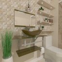 Ver imagem 3 de Gabinete de Vidro 60cm para Banheiro Sérvia Ouro Envelhecido