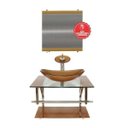 Ver imagem 2 de Gabinete de Vidro 60cm para Banheiro Sérvia Dourado Real