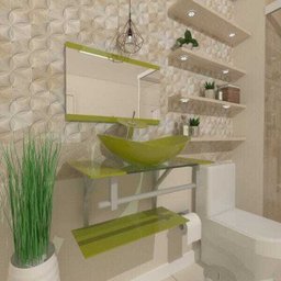 Gabinete de Vidro 60cm para Banheiro Sérvia Verde Oliva - 3