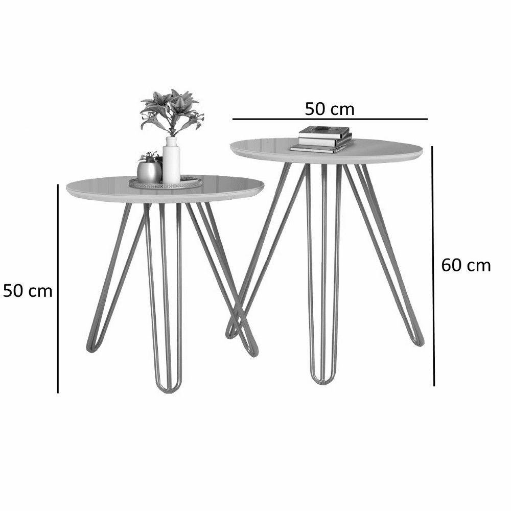 Conjunto de Mesa Lateral Jade Pé Cobre Bisart Decor - 3